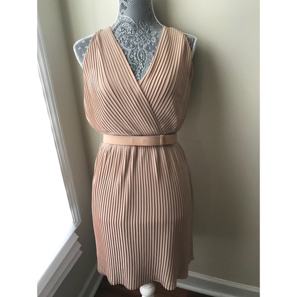 Halston Heritage Dresses & Skirts - HALSTON HERITAGE Pleated Nude Dress Sleeveless